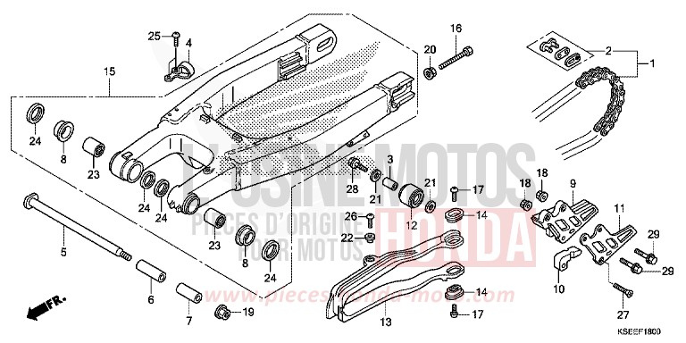 SWINGARM for CRF150R "Big wheels" EXTREME RED (R292) from 2018